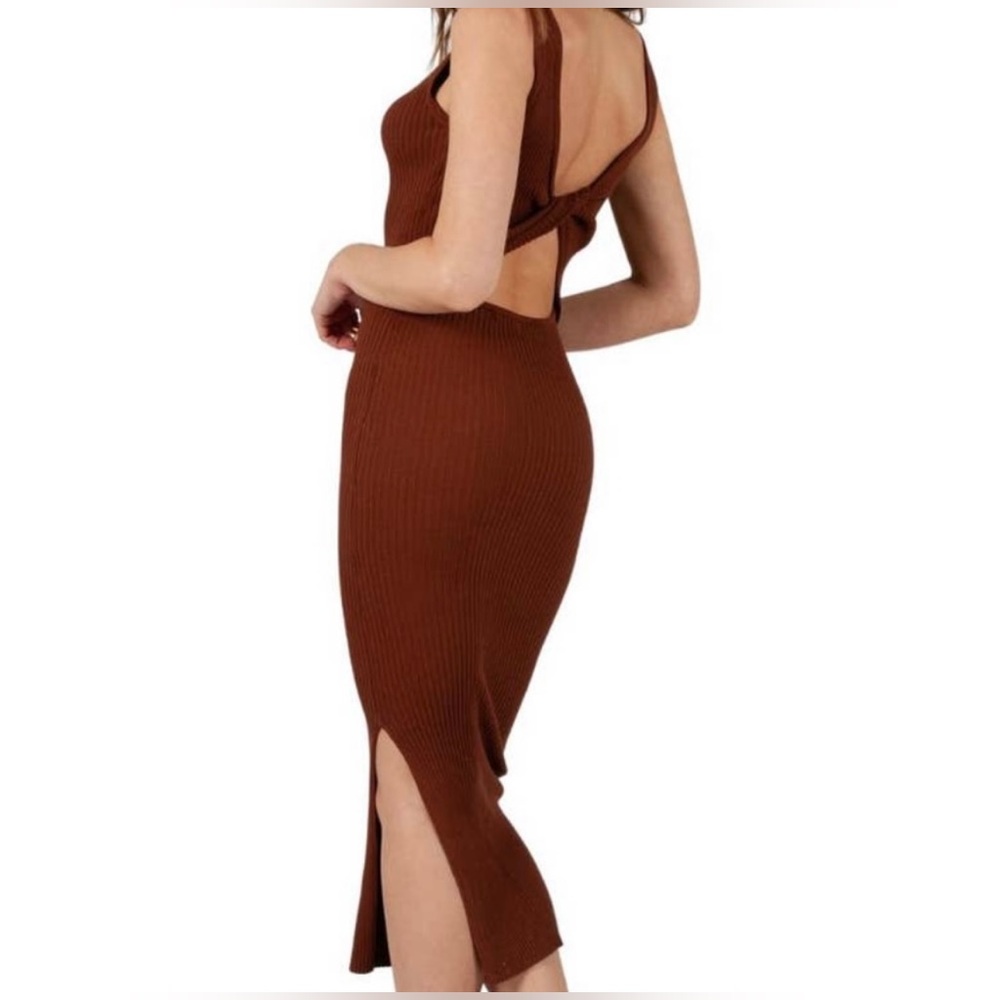 NWT Lucca Couture Ribbed Twist Back Midi Tank Sweater Dress